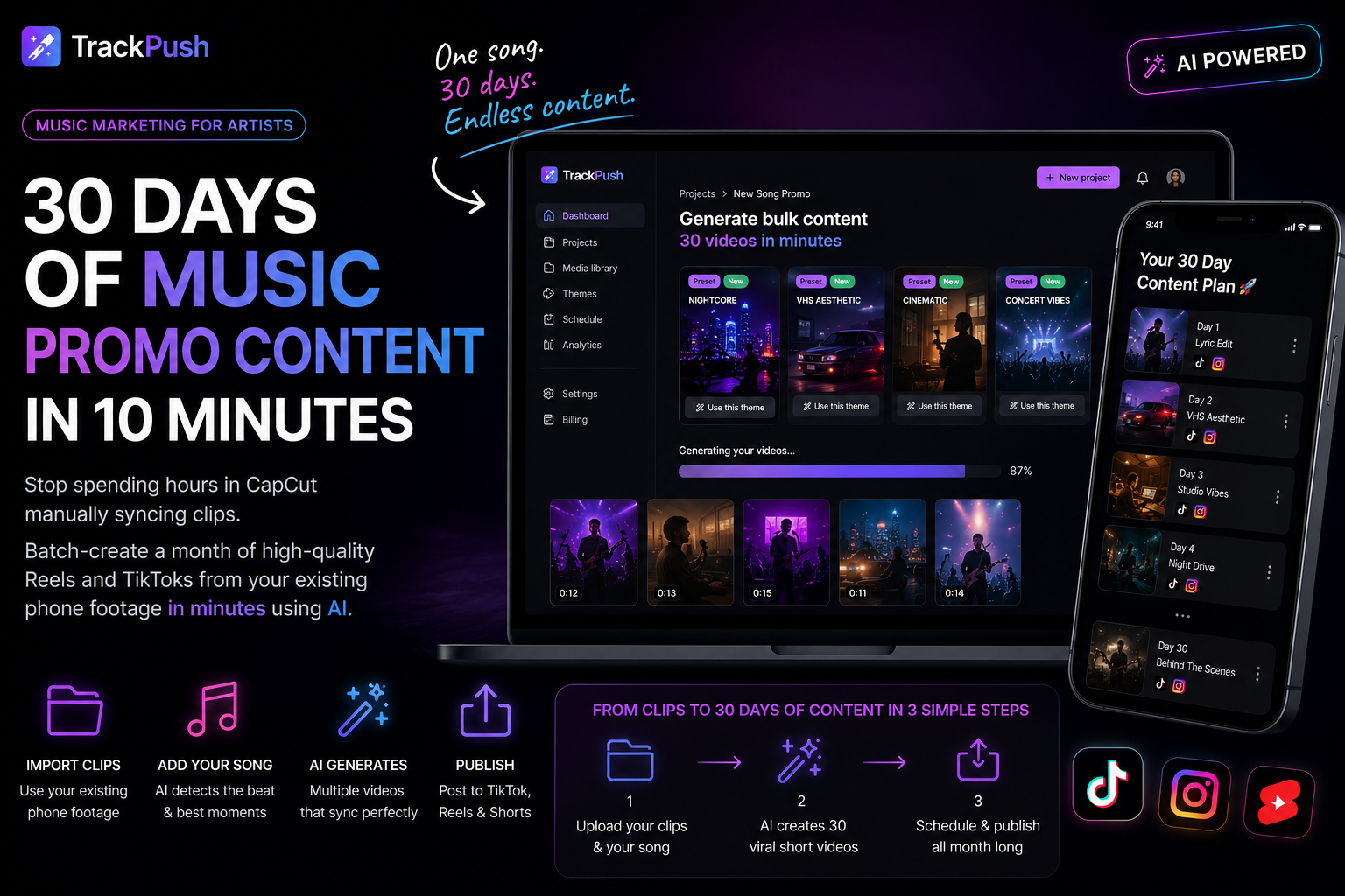 How to Generate 30 Days of Music Promo Content in 10 Minutes — TrackPush
