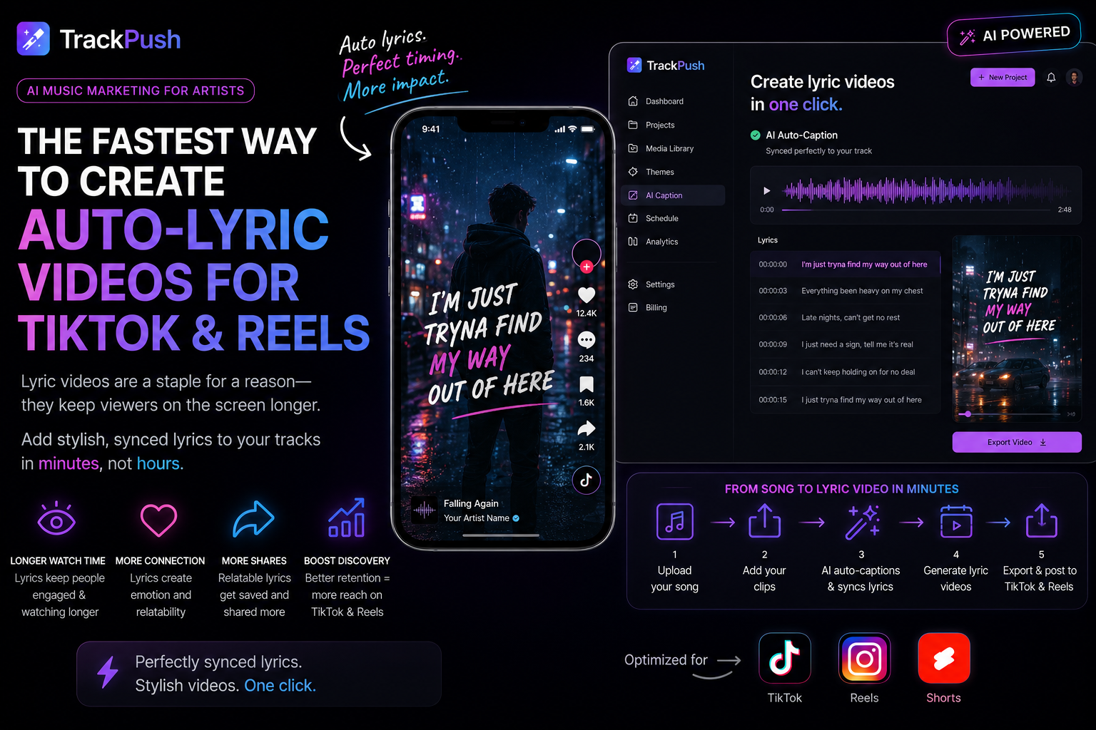 The Fastest Way to Create Auto-Lyric Videos for TikTok and Reels — TrackPush