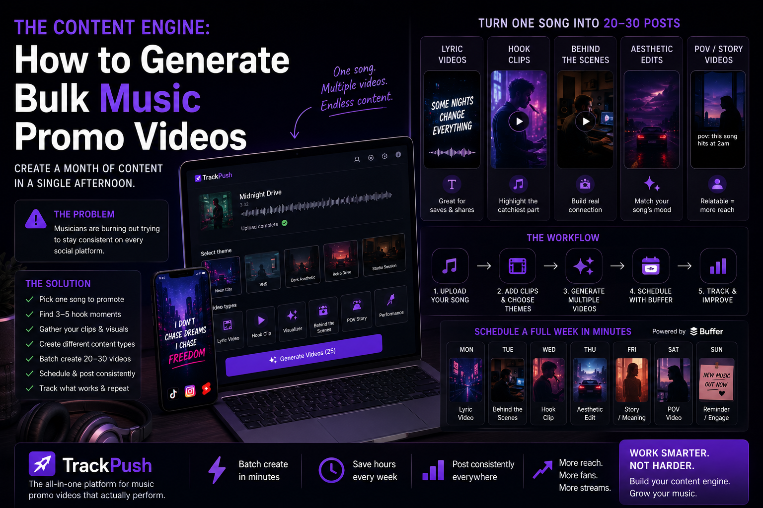 The Content Engine: How to Generate Bulk Music Promo Videos — TrackPush